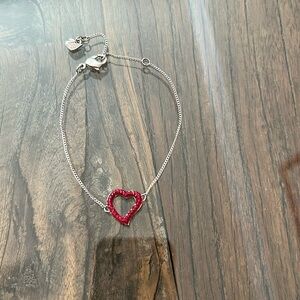 Swarovski, Hollow Heart, Red Rhinestone Bracelet